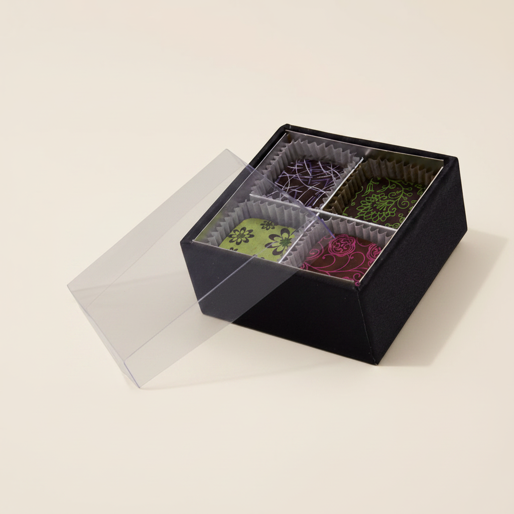 Black is black transparent 4 chocolates