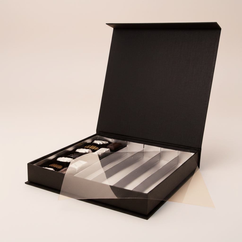 Black is black coffret à fermeture aimantée carré 36 chocolats