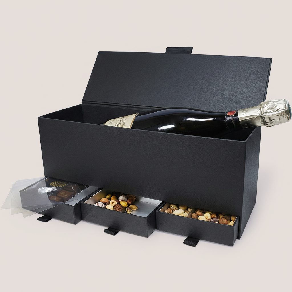 Black is black coffret champagne avec 3 tiroirs