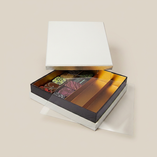 [BXR141601] Ivory Neck quadratische Box 16 Schokolade