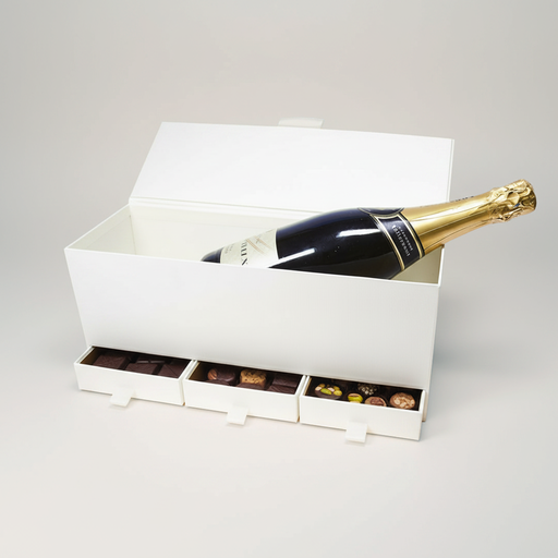 [BXR143301] Ivory scatola champagne con 3 cassetti