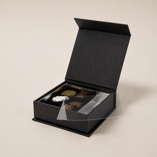 [BXR150990] Black is black coffret à fermeture aimantée carré 9 chocolats