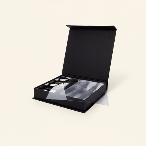 [BXR152590] Black is black coffret à fermeture aimantée carré 25 chocolats