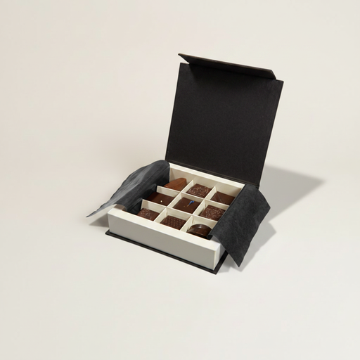 [BXR210990] Prestige magnetische sluiting vierkante doos 9 chocolade
