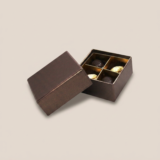[BXR320478] Terra coffret couvercle & base carré 4 chocolats